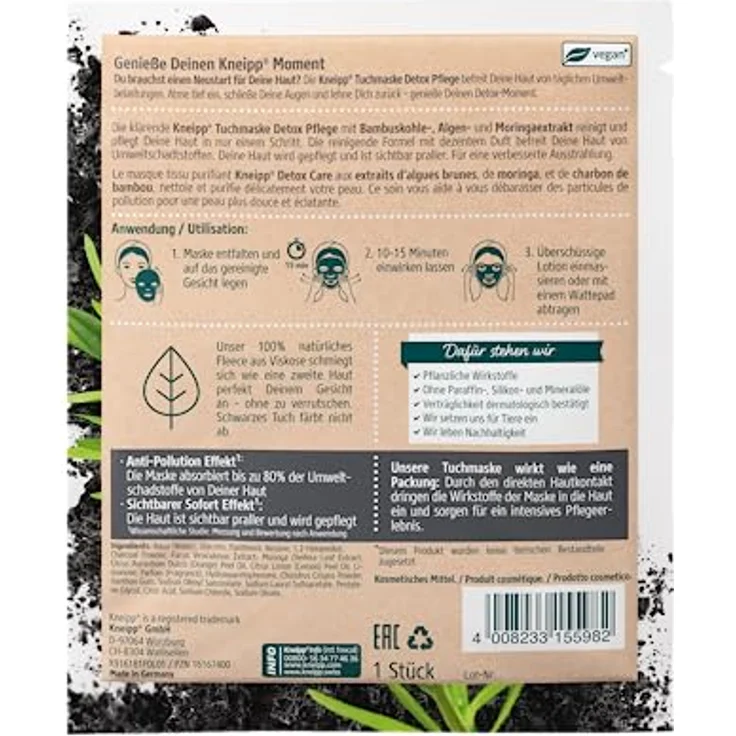 Kneipp Tuchmaske Detox Pflege 1 St., für eine gepflegte Haut – Bild 2