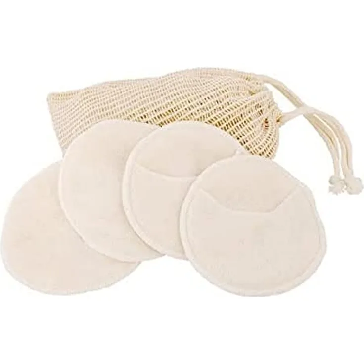CROLL & DENECKE Gesichtsreinigungspads, 4 Stk, ZERO WASTE waschbar im Waschbeutel aus Grasleinen 43 g