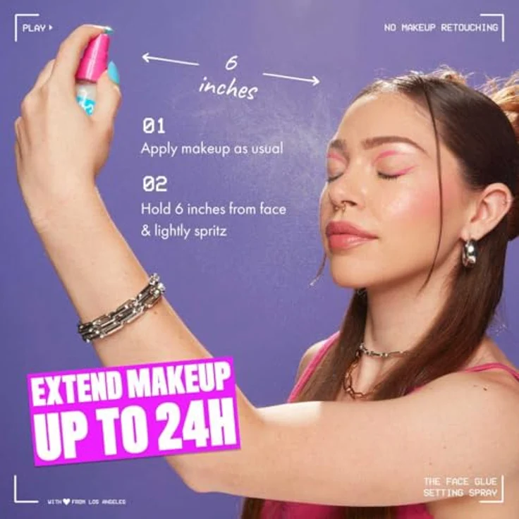 NYX Professional Makeup The Face Glue Extreme Hold Makeup Setting Spray, vegan mit 24 Stunden Halt und antioxidativen Eigenschaften – Bild 7