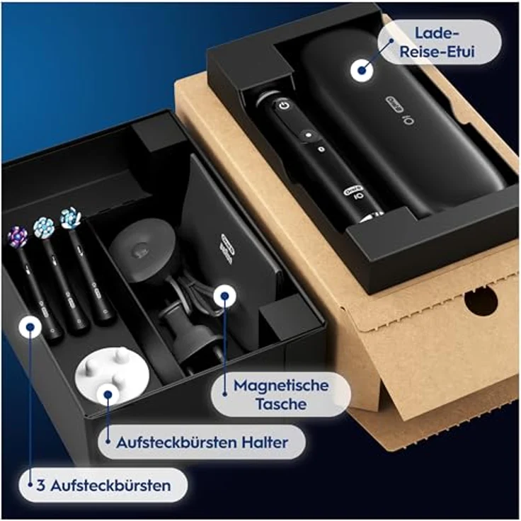 Oral-B iO Series 9 Plus Edition Doppelpack Elektrische Zahnbürste mit 7 Putzmodi, 4 Aufsteckbürsten, Lade-Reiseetui, designed by Braun, black onyx/rose quartz – Bild 18