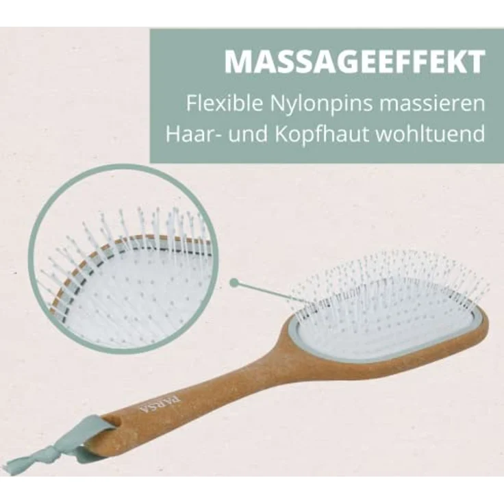 PARSA Beauty Nature Love Kork Haarbürste groß – Nachhaltige Wet & Dry Bürste für nasses und trockenes Haar – Haarbürste ohne Ziepen mit 70% Kork – Entwirrbürste Hair brushes – Bild 5