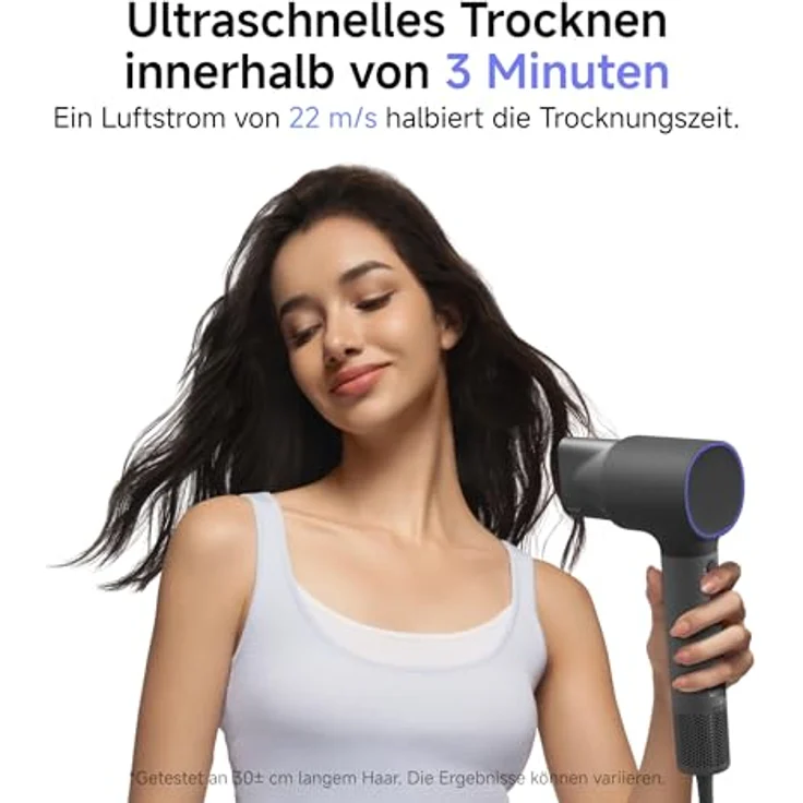 Laifen Neo Haartrockner, 110.000 U/Min, bürstenloser Motor, 200 Mio. negative Ionen, 2 magnetische Luftdüsen, ultraleicht, schwarz – Bild 2