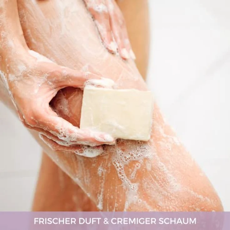 Meina Naturkosmetik - Bio Sandelholz Seife, Naturseife für trockene Haut mit Lavendel ohne Palmöl, Zertifiziert, Vegan, Nachhaltig, Handgemacht, Wie ein festes Duschgel - 100g – Bild 4