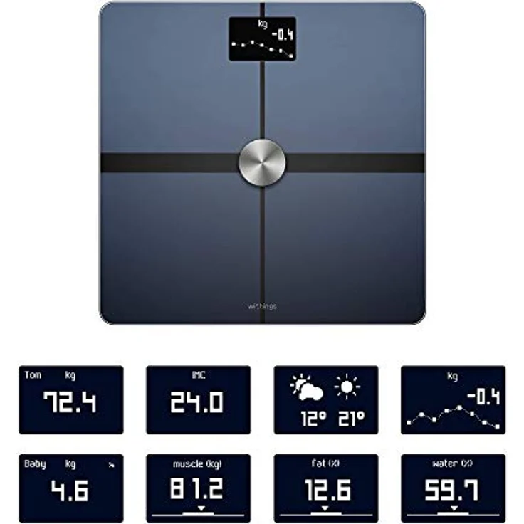 Withings Body+, intelligente Personenwaage mit hochauflösendem Farbdisplay, Körperzusammensetzungsanalyse und Herzfrequenzmessung – Bild 3