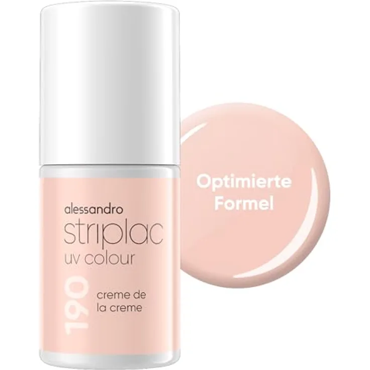 alessandro Striplac UV-Nagellack Creme de la Creme, Deckend & Kratzfest bis zu 15 Tage, Leichtes Auftragen, Schonende Abziehtechnologie, Vegan, Beige, 6,5ml