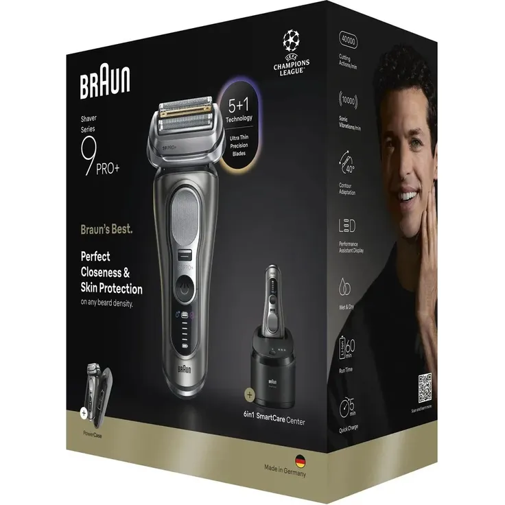 Braun Series 9 PRO+ 9675cc Folienrasierer – Bartdichte-Sensor, 60 Min Laufzeit, inkl. Etui & Reinigungsstation – Bild 5