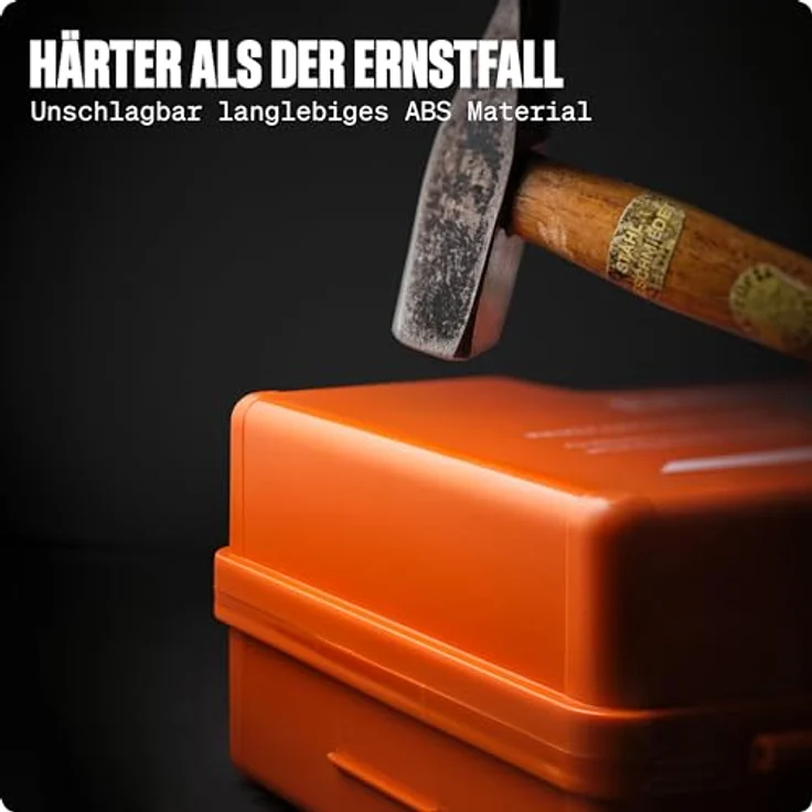 Werkstein Erste-Hilfe-Koffer DIN 13169:2021 - Verbandskasten mit Wandhalterung, 5x Aufkleber, Gesichtsmasken, Feuchttücher & Plombe, 1 St - Erste Hilfe Koffer für Betriebe, Einrichtungen & Zuhause – Bild 6