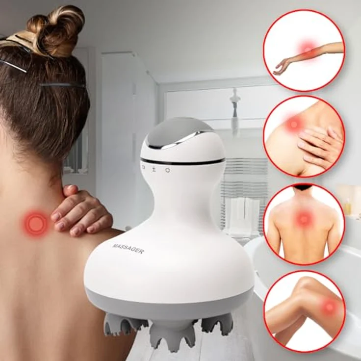 Casativo Massagegerät 3D Kopf- & Körper-Massagegerät, 4 Massageköpfe, mobil, Akku, ölbeständig, IPX7, bis zu 2,5 Std. Laufzeit – Bild 2