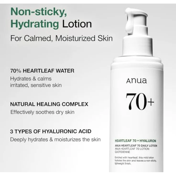 ANUA Heartleaf Daily Lotion, Gesichtsfeuchtigkeitscreme für empfindliche Haut, leichte, koreanische Hautpflege (200 ml, 6,76 fl.oz.) – Bild 3