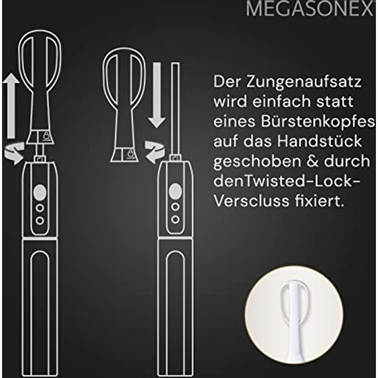 Megasonex M8 T1 Zungenreiniger für ein rundum sauberes Zahngefühl – Bild 5