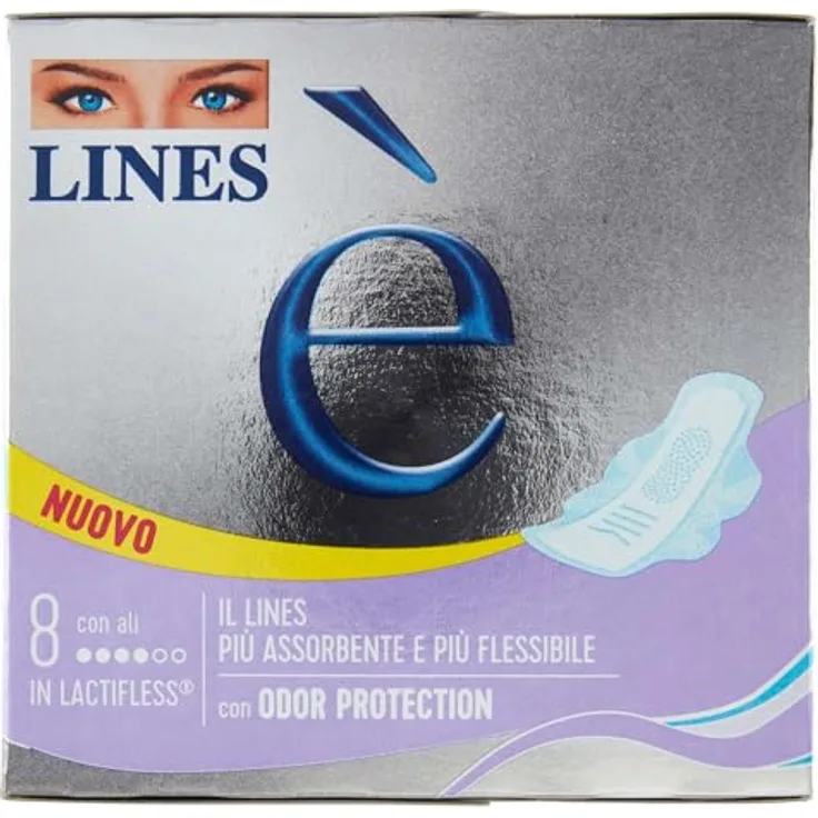 Lines E' Flügel Damenbinden, 8 Stück für optimierten Schutz und Komfort