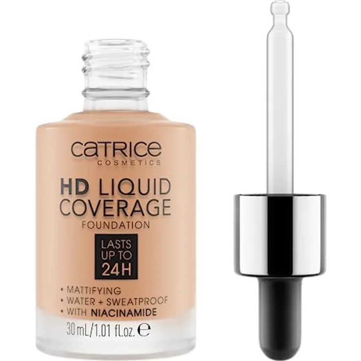 Catrice HD Liquid Coverage Foundation, Nr. 044, Nude, langanhaltend, mattierend, vegan, ölfrei, wasserfest, 30ml