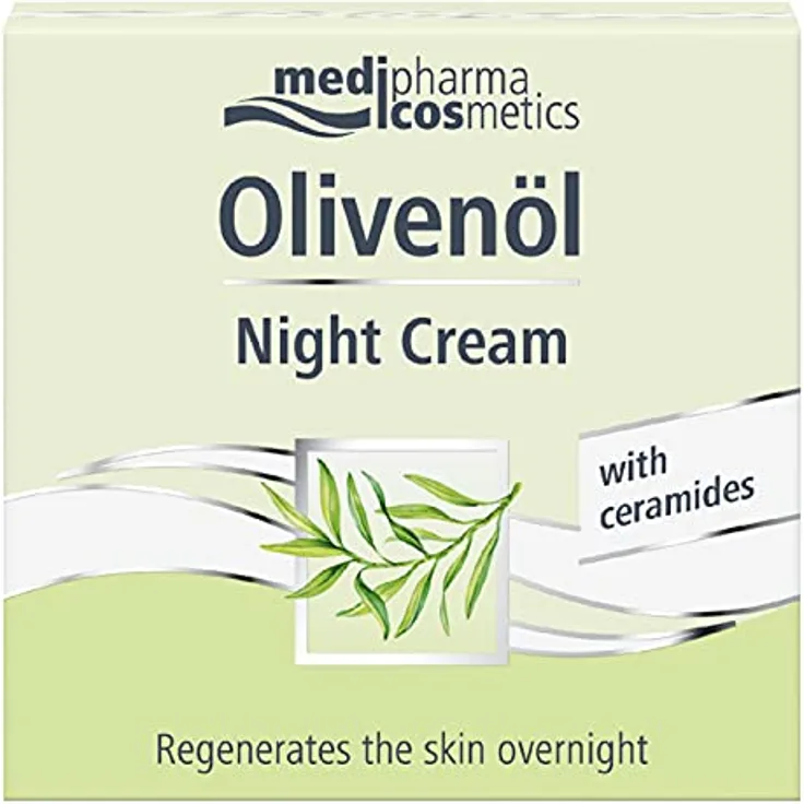 Medipharma Cosmetics Olivenol Night Cream, Feuchtigkeitsspendende Nacht-Gesichtscreme mit Olivenöl, Jojobaöl und Sheabutter, 50 ml, für trockene Haut (Damen und Herren)