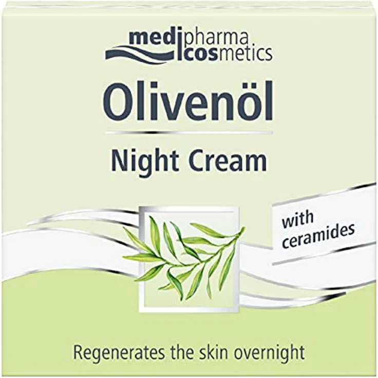 Medipharma Cosmetics Olivenol Night Cream, Feuchtigkeitsspendende Nacht-Gesichtscreme mit Olivenöl, Jojobaöl und Sheabutter, 50 ml, für trockene Haut (Damen und Herren) – Bild 1