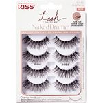 KISS Lash Couture Naked Drama Collection 4 Paar künstliche Wimpern, Ruffle, volle und flauschige Faux Mink Fake Lashes mit flexiblem KISS Wimpernband, inklusive Wimpernkleber