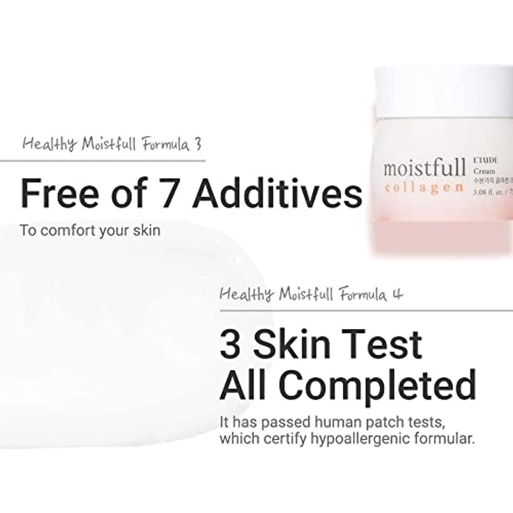 ETUDE Moistfull Collagen Cream 75 ml, langanhaltende Feuchtigkeitscreme mit Super Kollagen Wasser und Weißer Lupine für federnde Haut, aprikosenfarbig – Bild 4