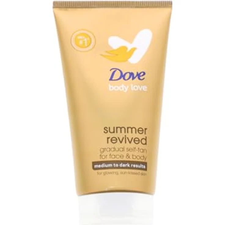 Dove Summer Revived Selbstbräuner Lotion für Gesicht & Körper Medium Dark 75ml, für empfindliche Haut geeignet, bis zu 72h Feuchtigkeit, tierversuchsfrei – Bild 1