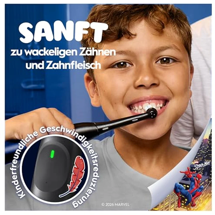 Oral-B iO Kids 6+ Spiderman, Elektrische Kinderzahnbürste mit Musik-Timer, 3 Putzmodi, inkl. Aufsteckbürste und Reise-Etui, ab 6 Jahren – Bild 4