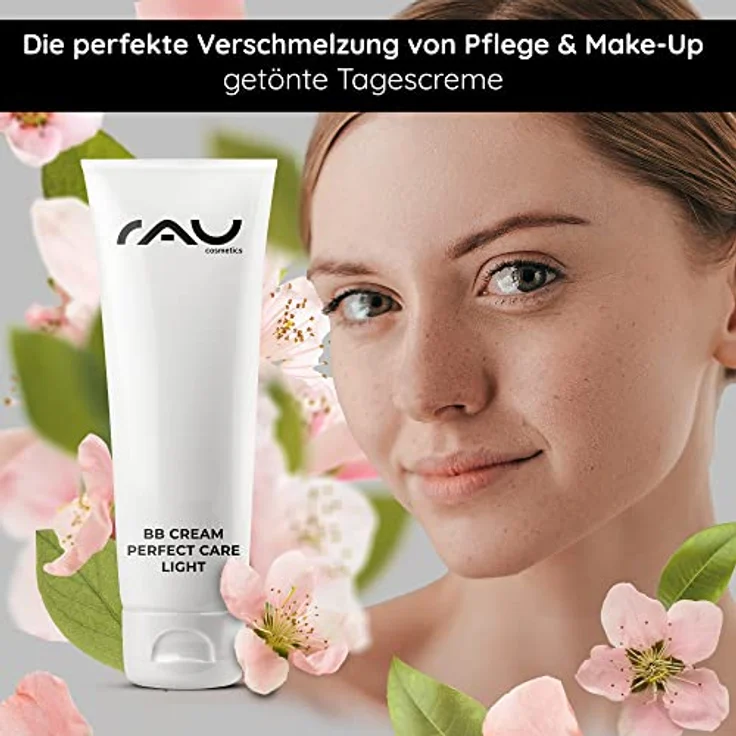 RAU Cosmetics Silikonölfreie BB Cream Light SPF12 für trockene, unreine, normale Haut 75 ml - Make-Up Creme, Pflege, UV-Schutz - Getönte Tagescreme mit Zink & Panthenol - Light, Gesichtscreme – Bild 5