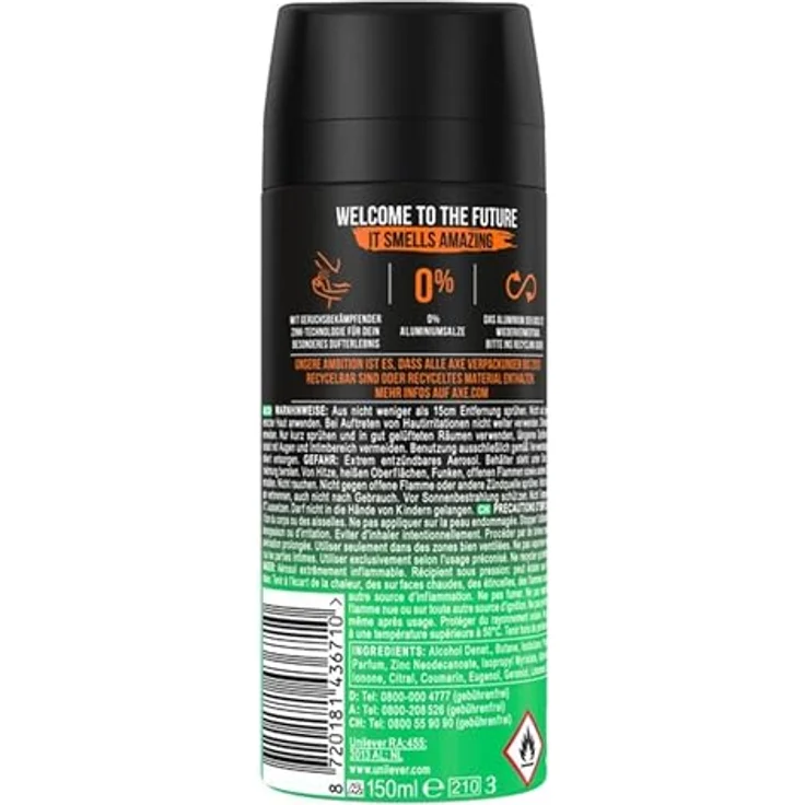 Axe Bodyspray Jungle Fresh, Deo ohne Aluminium, 48h Schutz vor Körpergeruch, 150 ml – Bild 4