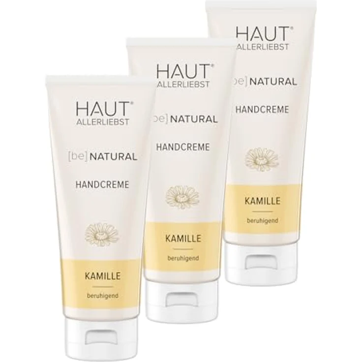 HAKA Handcreme Kamille, 3x 200ml, intensive Pflege für trockene Hände, mit Kamillenextrakt & Vitamin E, zieht schnell ein, vegan, ohne Parabene und Mikroplastik – Bild 1