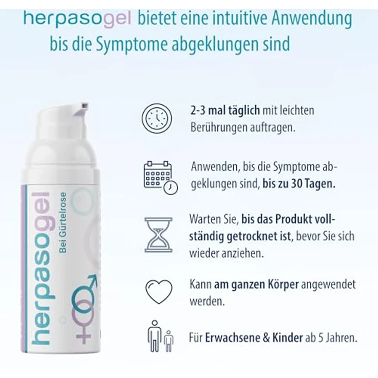 Evolsin Herpasogel bei Gürtelrose, medizinisches Gel zur Hautregeneration mit Hyaluronsäure, 50 ml – Bild 7