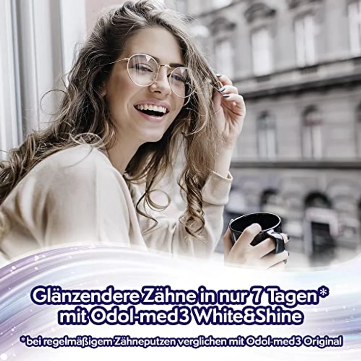 Odol med3 White & Shine Zahnpasta, Whitening-Formel mit Micro Gloss Pearl Technologie, Schutzschild vor Verfärbungen, 75 ml – Bild 2