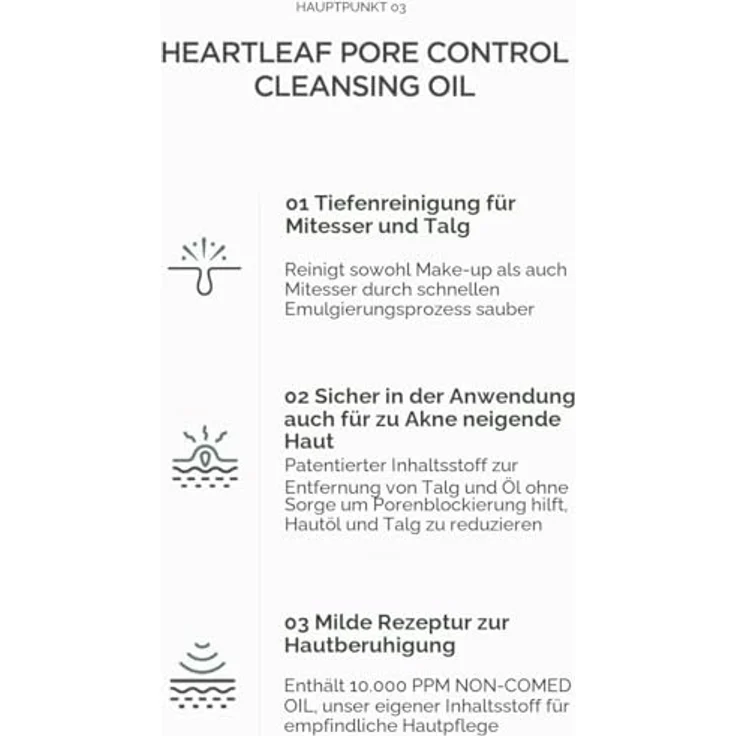 Anua Heartleaf Pore Control Cleansing Oil 200ml – Sanftes Reinigungsöl mit Herzblatt-Extrakt zur porentiefen Make-up-Entfernung und Talgkontrolle – Bild 5