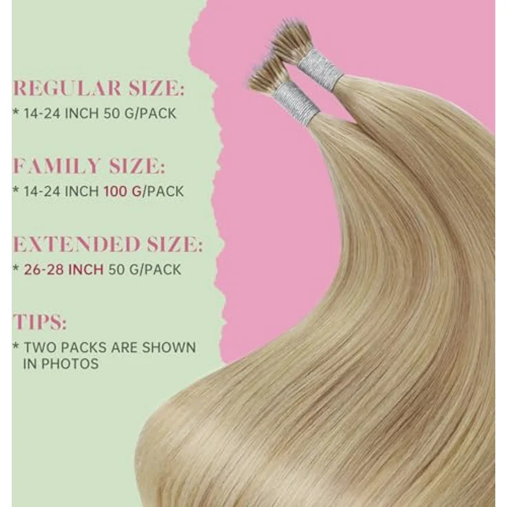 YoungSee Nanoring Extensions, Echthaar in Blond und Goldblond, 35cm, 50g, ohne Kleber oder Hitze, nahtlos und wiederverwendbar – Bild 3