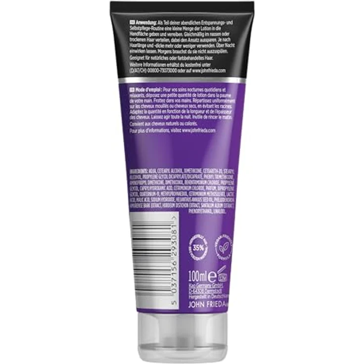 John Frieda Wunder-Reparatur Nacht Wunder Haar-Lotion - 100 ml - Frizz Ease Serie - Lavendelduft & Sandelholz - Für mitteldickes/dickes Haar – Bild 2