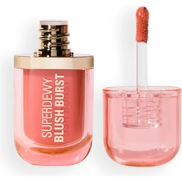 Revolution Beauty London Superdewy Liquid Blush Burst, Aufbaubarer Flüssig-Blush mit Serum-Formel (Peptide & Hyaluronsäure), vegan & tierversuchsfrei, Peach Spritz, 4,2 ml – Bild 1