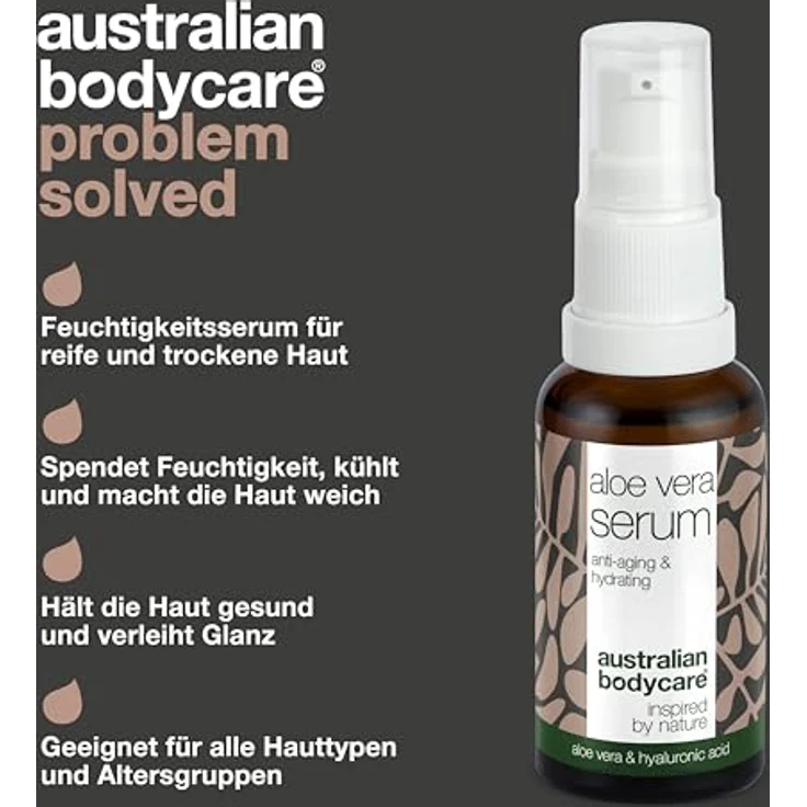 Australian Bodycare Aloe Vera Serum mit Vitamin C + Hyaluronsäure + Vitamin E + Vitamin F | Pflegt bei Unreinheiten, Pigmentflecken und Falten | 100% vegan - 30 ml – Bild 3
