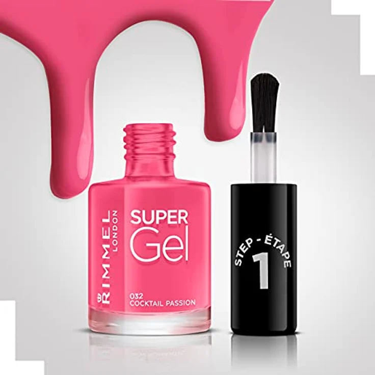 Rimmel London Super Gel STEP1 Gel-Nagellack 12 ml Farbton 032 Cocktail Passion – Bild 4