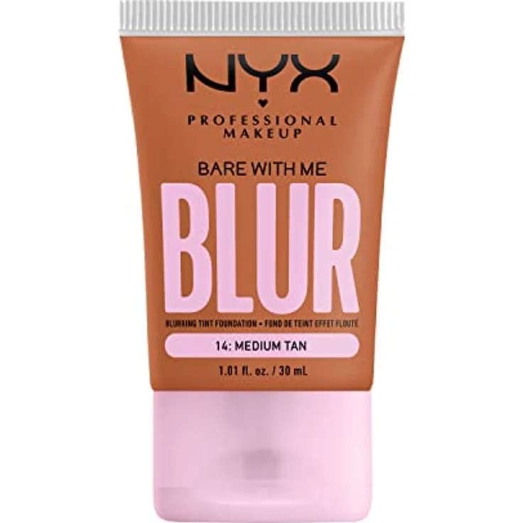 NYX Professional Makeup Weichzeichnende Foundation mit mittlerer Deckkraft und mattem Finish, Bis zu 12 Stunden Pflege und Feuchtigkeit, Mit Niacinamiden, Bare with Me, Farbe: Medium Tan, 1 x 30 ml – Bild 1
