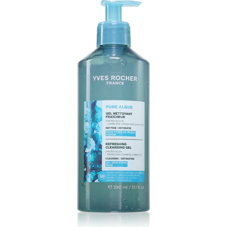 Yves Rocher Pure Algue Reinigungsgel, erfrischende Gesichtsreinigung mit natürlichem Ursprung, 390 ml