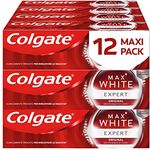 Colgate Max White Expert White Original 12 Packungen mit 75 ml Die weißsten Zähne in 5 Tagen* I Sanfte Aufhellung Die fortschrittliche Whitening-Technologie I Zahnaufhellung