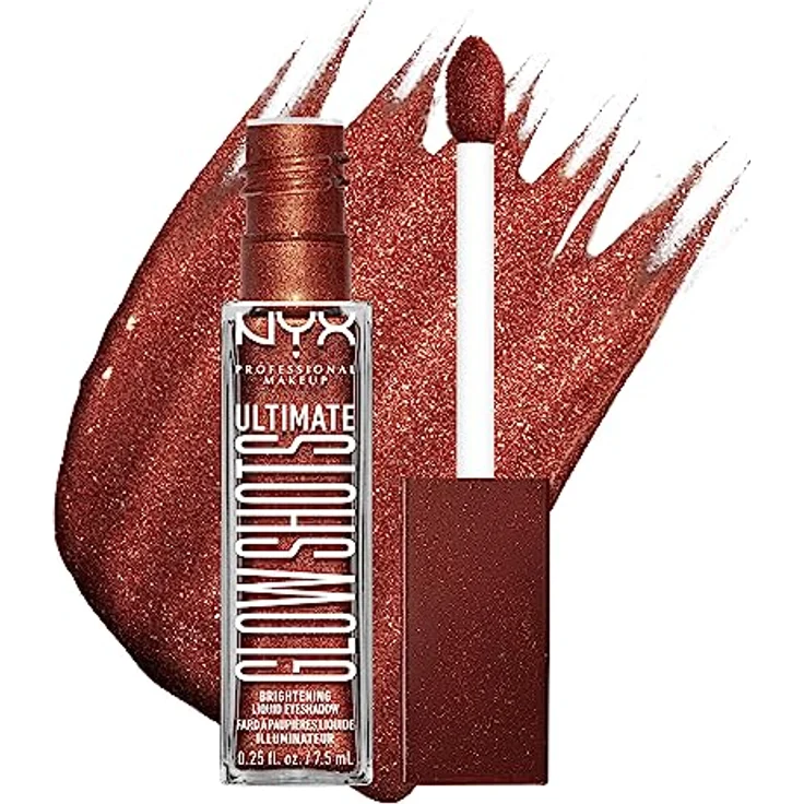 NYX Professional Makeup Ultimate Glow Shots Lidschatten, 7,5 ml, Farbe 16 - $ix Fig$, flüssig-cremige Textur mit glossy-glitzerndem Finish, mit Vitamin C, Papaya und Koffein – Bild 1