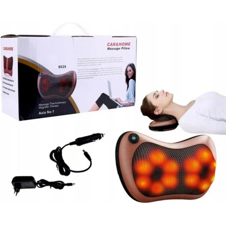 R2 Invest Massagekissen CHM-8028 mit Wärmefunktion für Nacken, Rücken und Beine, braun
