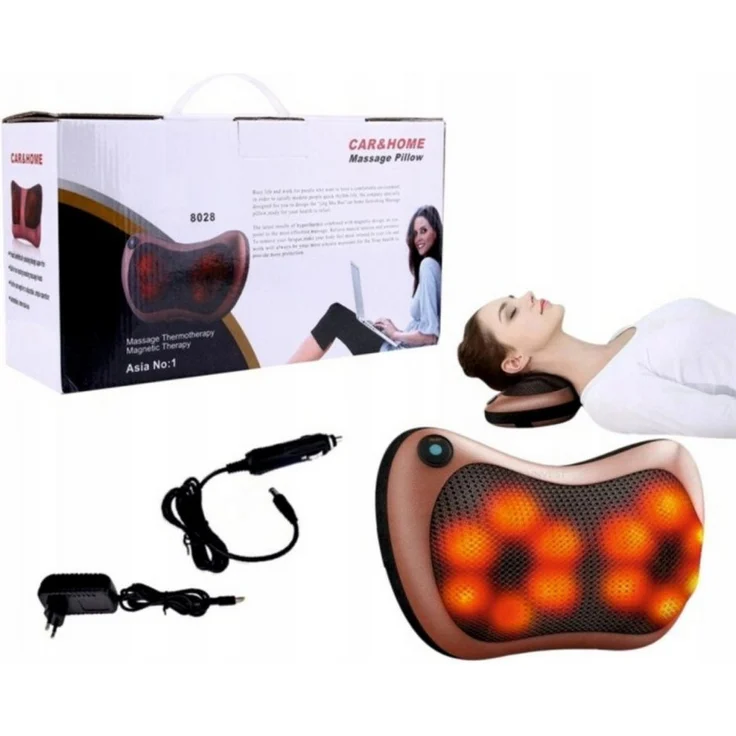 R2 Invest Massagekissen CHM-8028 mit Wärmefunktion für Nacken, Rücken und Beine, braun