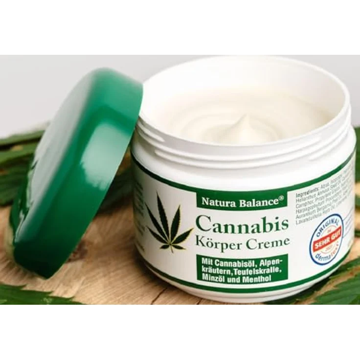 Natura Balance Körpercreme, Cannabis Körper Creme mit Alpenkräutern, 3 Dosen à 125ml, dermatologisch getestet, kühlend durch Menthol und Minzöl – Bild 3
