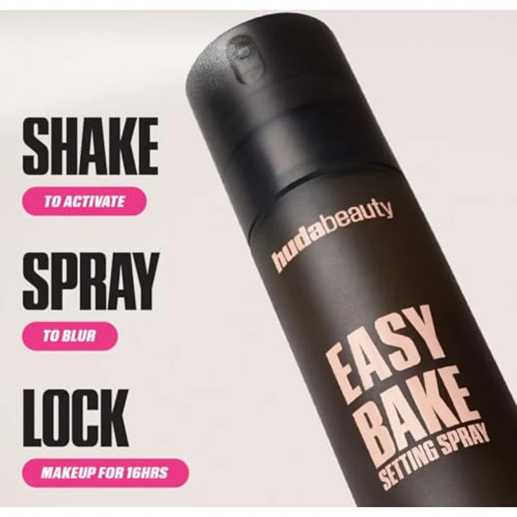 HUDA BEAUTY Easy Bake Setting Spray, Fixierspray & Fixierpuder, alkoholfrei, 30 ml, mattes Finish, bis zu 16 Stunden Halt – Bild 6