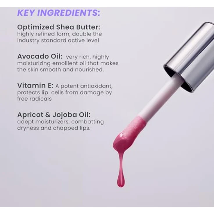 Wonderskin Lip Rehab Serum Oil, feuchtigkeitsspendendes, pflegendes, nicht klebriges Lippenöl mit tiefroter Tönung für trockene Lippen (Honey) – Bild 4