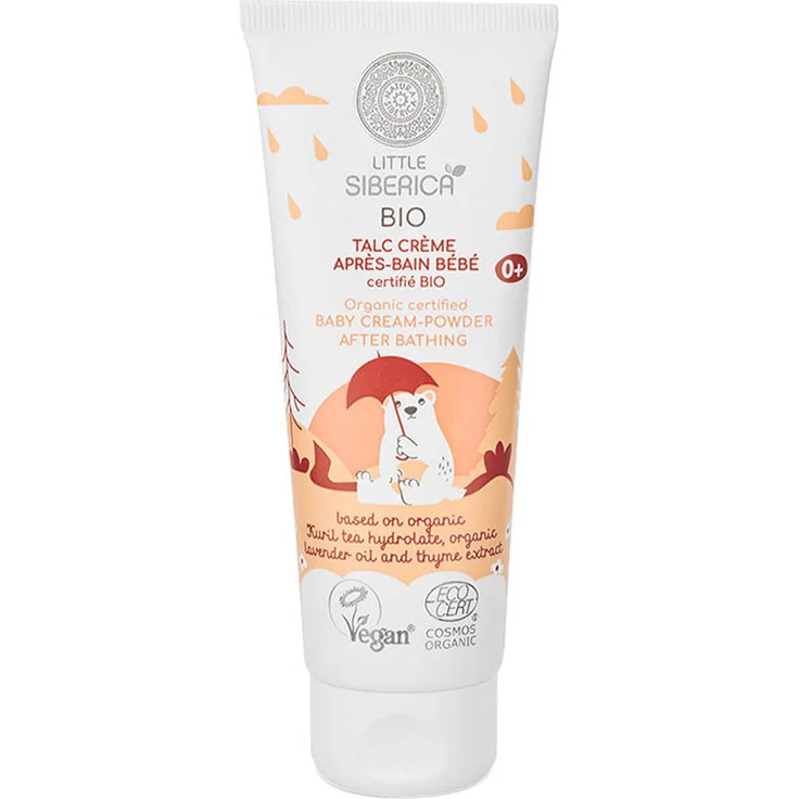 Natura Siberica Baby Cream Powder After Bathing, 75ml, für zarte Babyhaut und empfindlichen Windelbereich, pflegend bei Irritationen