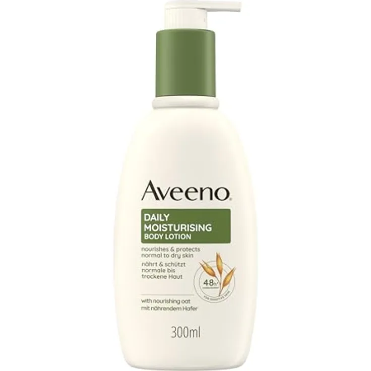Aveeno Daily Moisturising Feuchtigkeitsspendende Bodylotion, parfümfrei, 300 ml, beruhigender Hafer, normale bis trockene, empfindliche Haut