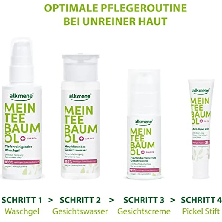 alkmene Tagescreme Teebaumöl, Gesichtscreme mit 91% Pickel-Reduktion, vegan, 50 ml – Bild 5