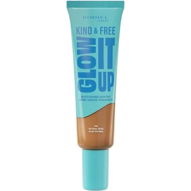 Rimmel Kind & Free Glow It Up Moisturising Skin Tint, leichtes Foundation Make-up für empfindliche, trockene und normale Haut, 30 ml