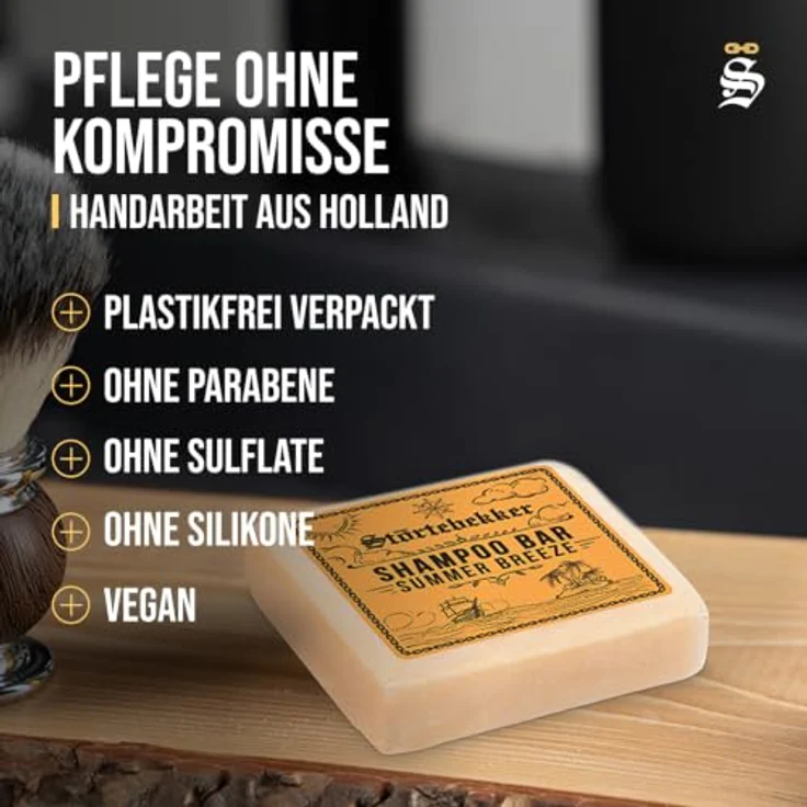 Störtebekker® Premium Shampoo Bar Summer Breeze Bergamotte, festes 3in1 Shampoo für Haar, Kopfhaut & Bart - vegan, handgefertigt, 100g – Bild 5