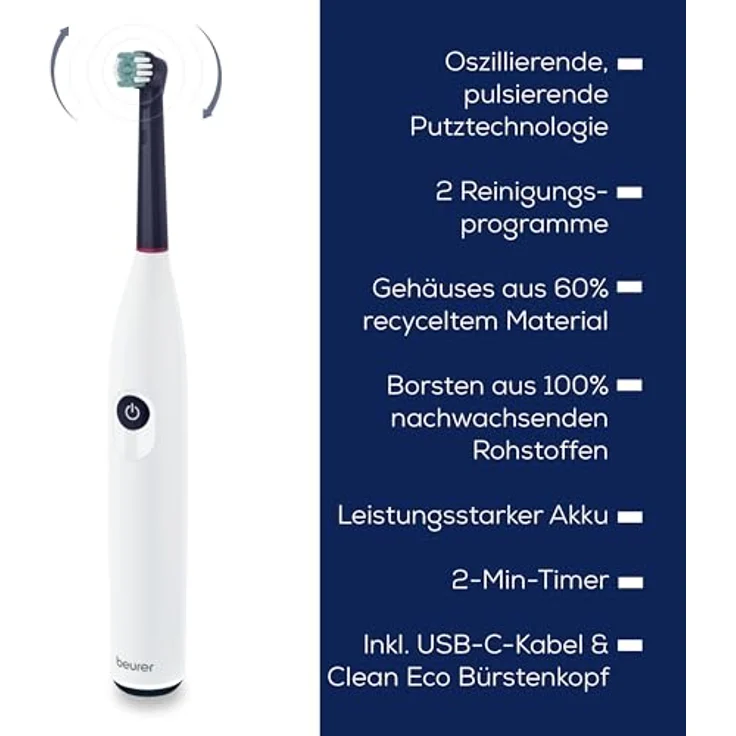 Beurer TB 15, Elektrische Zahnbürste mit oszillierender Technologie für effektive Plaque-Entfernung – Bild 7