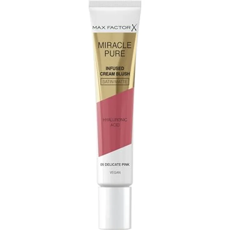 Max Factor Miracle Pure Creme-Rouge, 15 ml, Farbton 05 Delicate Pink, veganes Rouge mit natürlichem Finish und Langzeiteffekt