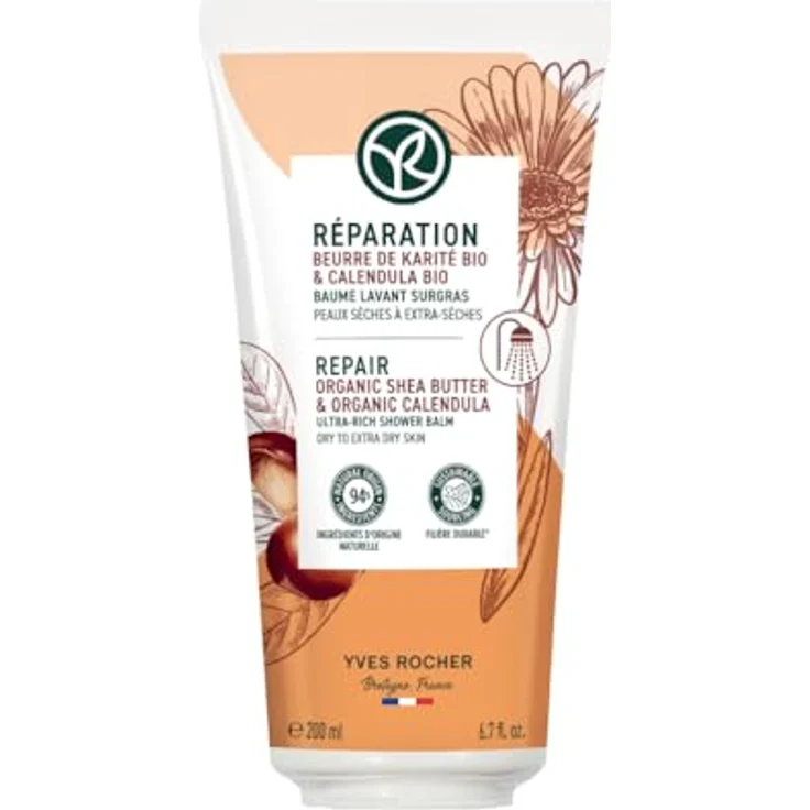 Yves Rocher Pflegender Körperduschbalsam mit Bio-Sheabutter und Bio-Calendula 200 ml | Sulfatfreier Duschbalsam - Eine genährte, komfortable und angenehm duftende Haut – Bild 1